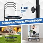 Goplus 40” Foldable Mini Trampoline, Portable Fitness Rebounder 4-Level Height Adjustable Safety Handrail, Resistance Bands, Indoor Outdoor Exercise Trampoline for Adults Kids, Max Load 330LBS - Image 3