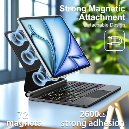 Image of for iPad Air 11 inch Case with Keyboard (M4 /M3 /M2,2026 / 2025 /2024), iPad Pro 11 (4th /3rd /2nd /1st Gen) & Air 5 /4th,Magic-Style Magnetic Case Keyboard with 7-Color Backlight, Multi-Touch Trackpad