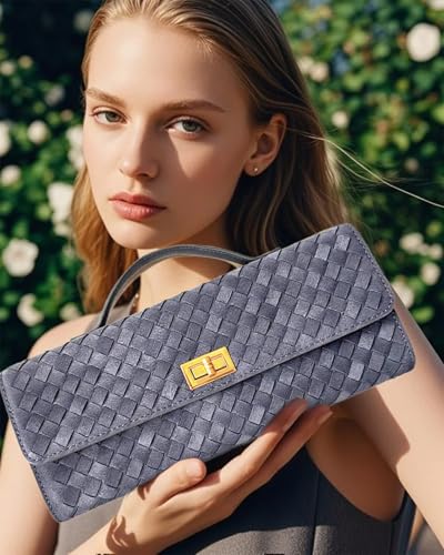 Woven Suede Clutch Purse for Women – Crossbody or Shoulder Evening Bag for Weddings, Parties, Date Nights & Formal Events3