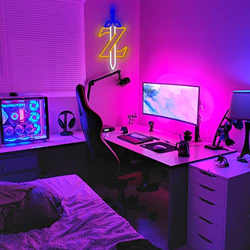 Zelda Neon Sign Gamer Gift Iconic Neon Light For Gaming Room Decor Zelda Gifts Sword Z Led Sign Master Sword Gaming Room Accessory For Teen Room Decor #TOP5