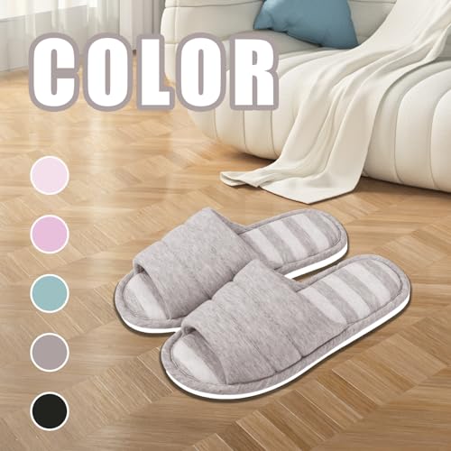 House Slippers for Women Wide Width Soft Cotton Slippers Thick Soled Comfortable Indoor Slipper Slip On Slides Breathable Memory Foam Lounge Shoes2