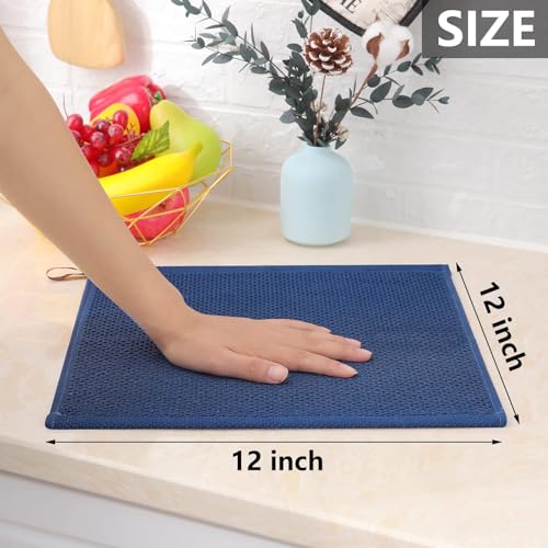 Image of Homaxy 100% Cotton Waffle Weave Kitchen Dish Cloths, Ultra Soft Absorbent Quick Drying Dish Towels, 12 x 12 Inches, 18-Pack, Navy Blue