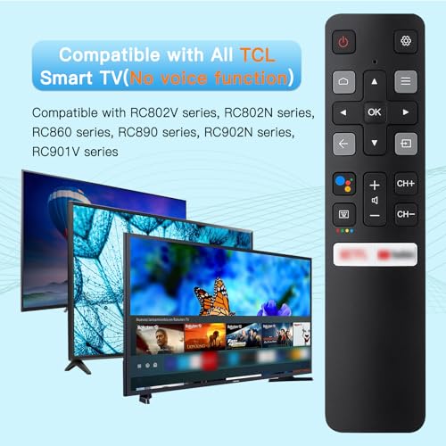 Replacement TCL Remote RC802V for TCL Android TV Smart Remote Control No Setup Needed 40S334 50S434 55S434 75S434 40S330