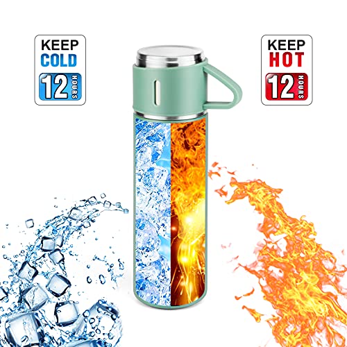 Image of Travel Mug Vacuum Insulated 500ml /16.9oz Stainless steel Water Bottle for Coffee Tea Cold Drink and Hot Drink Mugs.(Green,Single)