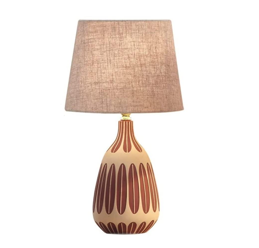 Table Lamp Table Lamps For Living Room Bedside Table Lamp Nordic Ceramic E27 Decorative Bedroom Light Fabric Lampshade Bedside Desk Lamp Bedroom Living Room Bedside Lamps,Purple+beige-Dimming Switch