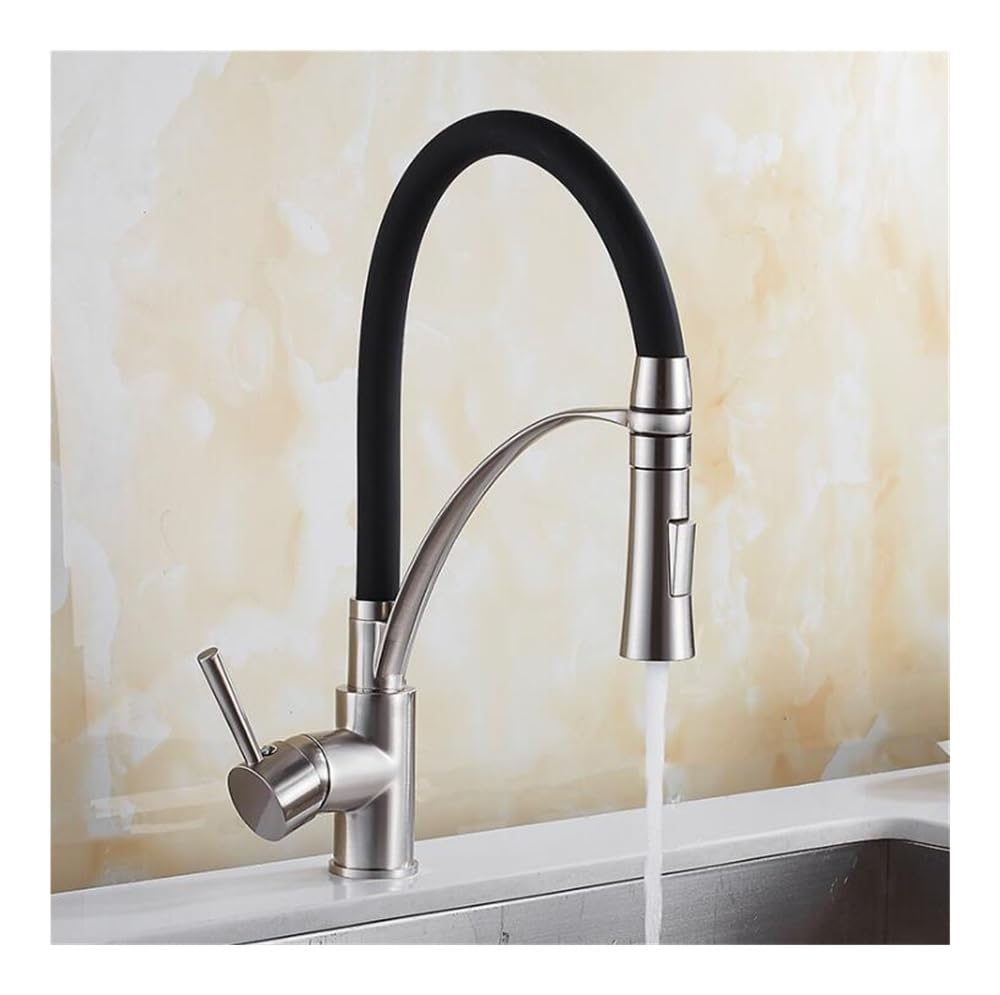 Blyqxs Nickel Kitchen Mixer Sink Faucet Brass Red With Black/Black Torneira Tap Kitchen Faucets Hot Cold Deck Mounted Bath Mixer Tap Xt-144(Nickel)