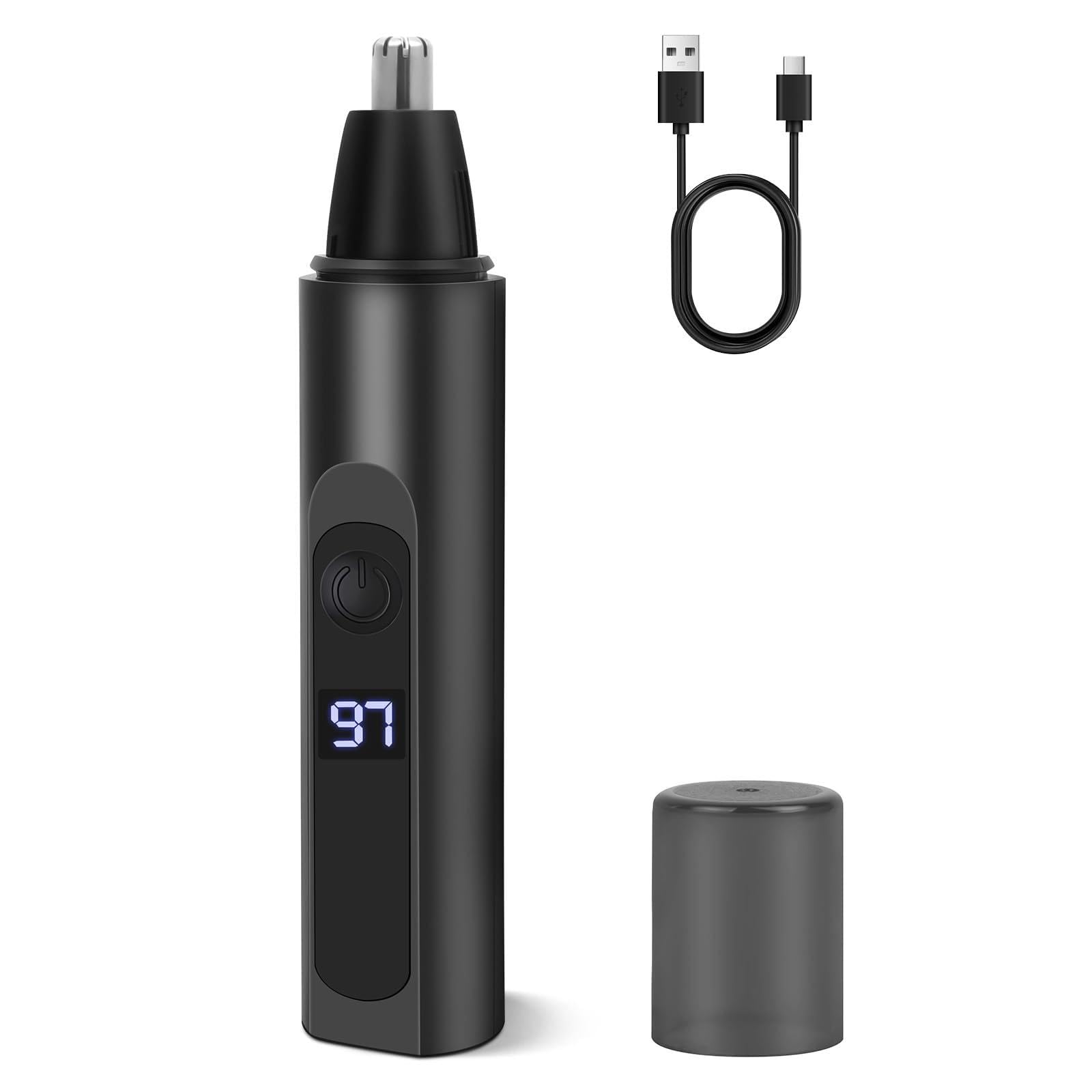Tagliapeli Naso, Ricaricabile USB Taglia Peli Naso, Rasoio Orecchie e Nasa per Uomini e Donne, con display della Carica della Batteria, per Peli del Nasa, Barba,Sopracciglia e Peli del Viso