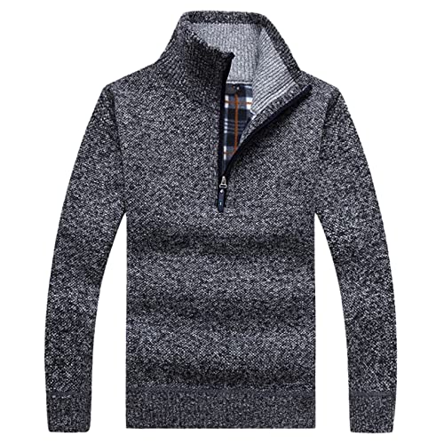 Pull en tricot épais homme contre le froid col roulé zippé XXXL