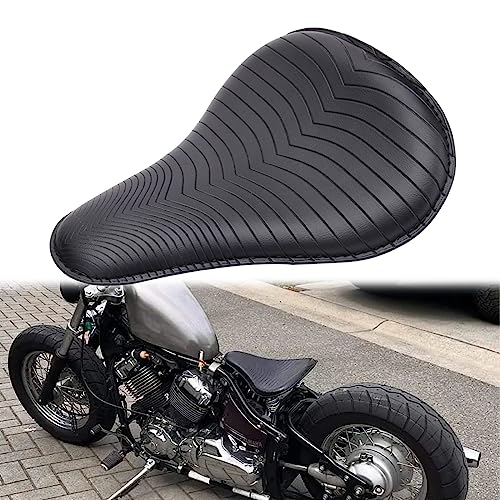 Black Motorcycle Cushion Spring Solo Seat For Honda Rebel 250 300 500 Refit Bobber (Black-Striped) - Thumbnail 2