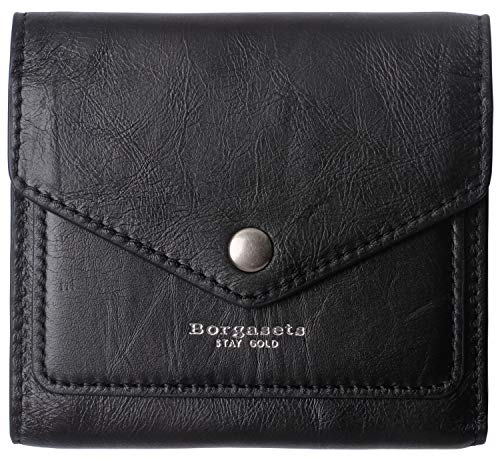 Borgasets Women's RFID Blocking Small Compact Bifold Leather Pocket Wallet Ladies Mini Purse (Carbon black)