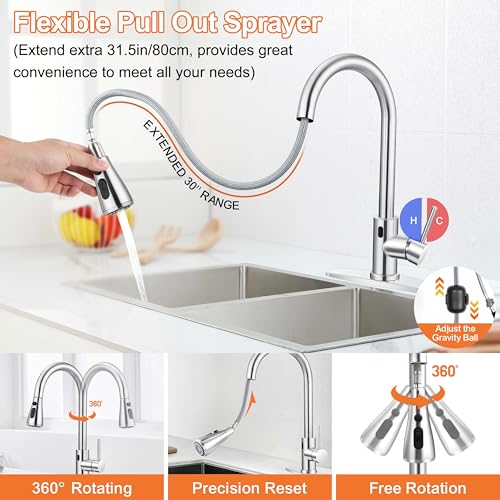 Homikit Touchless Kitchen Faucets With Pull Down Sprayer & Soap Dispenser thumb #2
