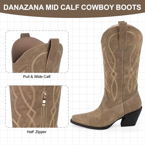 Image of Knee High Cowgirl Boots Women Wide Calf Rhinestones Cowboy Boots Lady Pointed Toe Chunky Heel Embroidered Sparkly Boot With Side Half Zip Country Sparkle Boot Size 6-11