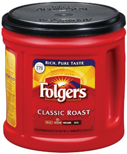Image of Folgers Classic Roast Coffee, 33.9 Ounce, (Pack of 6)