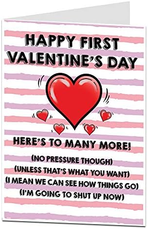 Happy First Valentine S Day Funny First Valentine's Day Card For Him & Her : Amazon.co.uk: Stationery &  Office Supplies