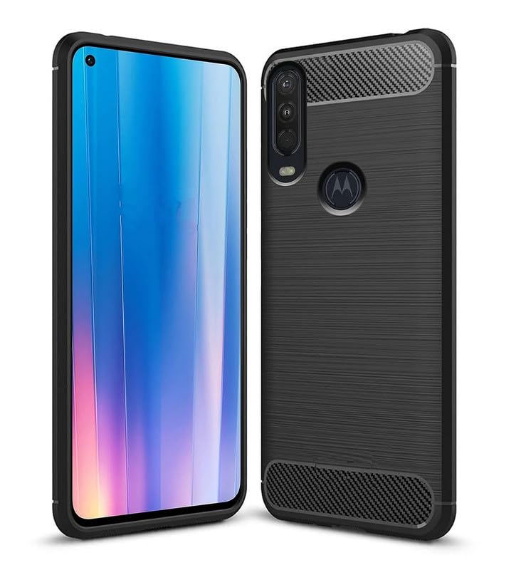 Image of Hybrid Carbon Fiber Back Case for Moto One Action (Black)