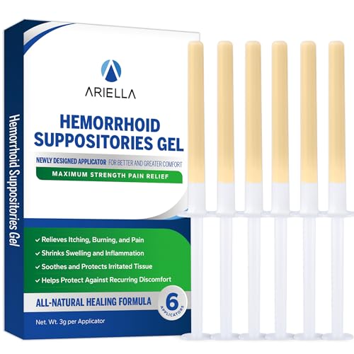 Ariella Hemorrhoid Treatment Suppository Gel: 6 Count - Natural & Herbal - Relieve Itching Burning...