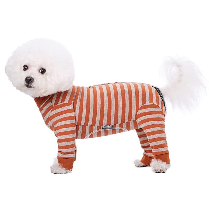 Image of Dog Surgery Recovery Suit for Small Dogs, 4-Legged Dog Onesie After Surgery with Back Snaps, Breathable Cotton Spay and Neuter Bodysuit for Female and Male Dogs
