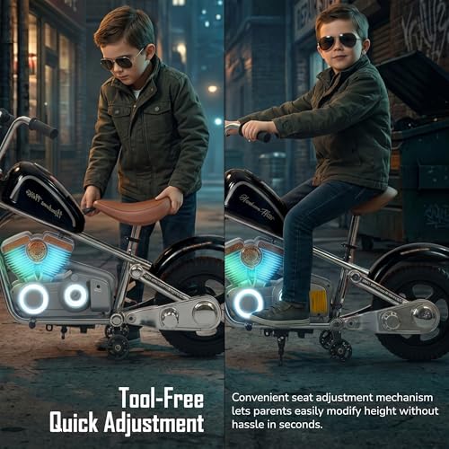 Image of Baybee ChopperX Baby Battery Operated Bike for Kids with Adjustable Seats I Rechargeable Ride on Toy with LED Lights, USB & Music I Big Baby Bike | Electric Bike for Kids to Drive 2+ Years (Black)
