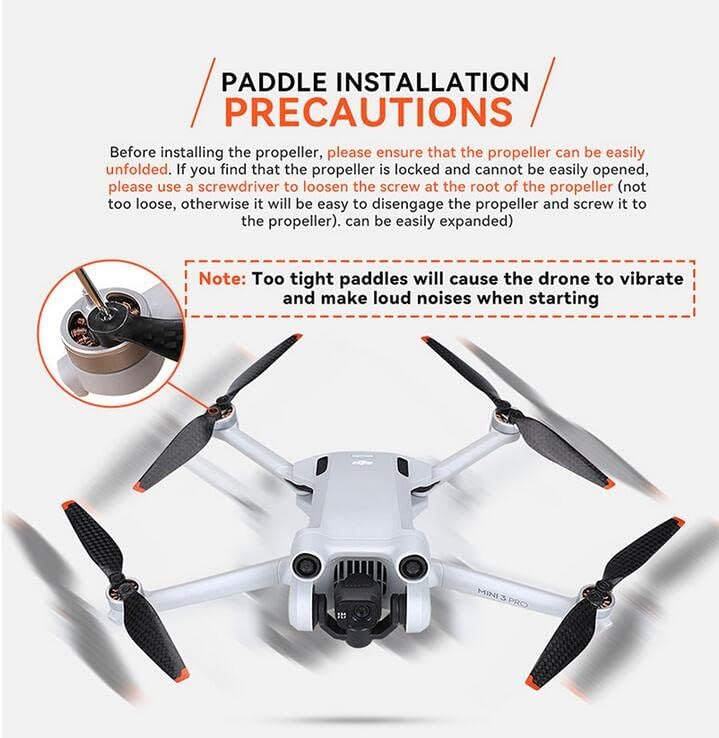 Miniatura 6 de Coyktonty - Hélice de fibra de carbono para DJI Mini 3 Pro/Mini 4 Pro, pequeños accesorios de hélice de bajo ruido (8 unidades)