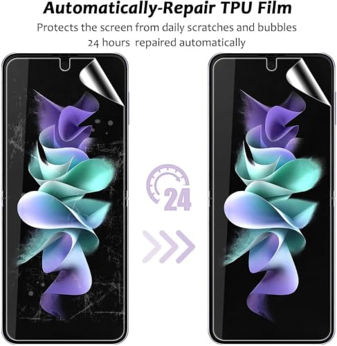 Image of Uyiton Silicone 4-in-1 Screen Protector for Samsung Galaxy Z Flip 3 5G | HD Clear Screen Guard Set with Inner Display, Full Back Panel & Hinge Protector | Bubble-Free Easy Installation | Scratch Resistant | Pack of 1