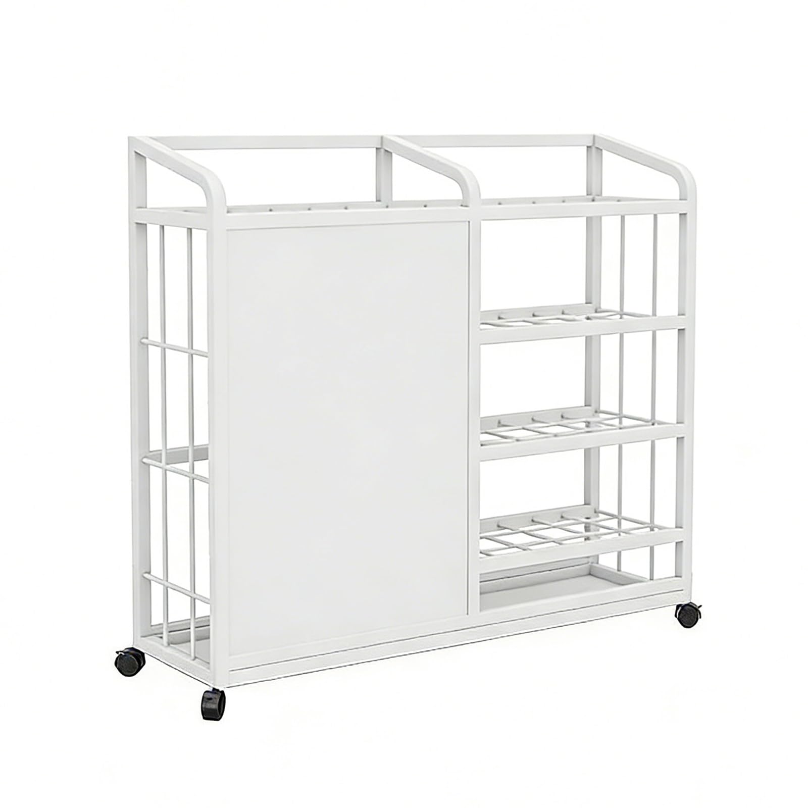 WXPGFEQ Rolling Umbrella Holder for Entryway, Metal Umbrella Stand Shelf with Wheels, Commercial, Entryway Umbrella Basket for Hotel Lobby, Office, Mall(White,100cm/39.4in)