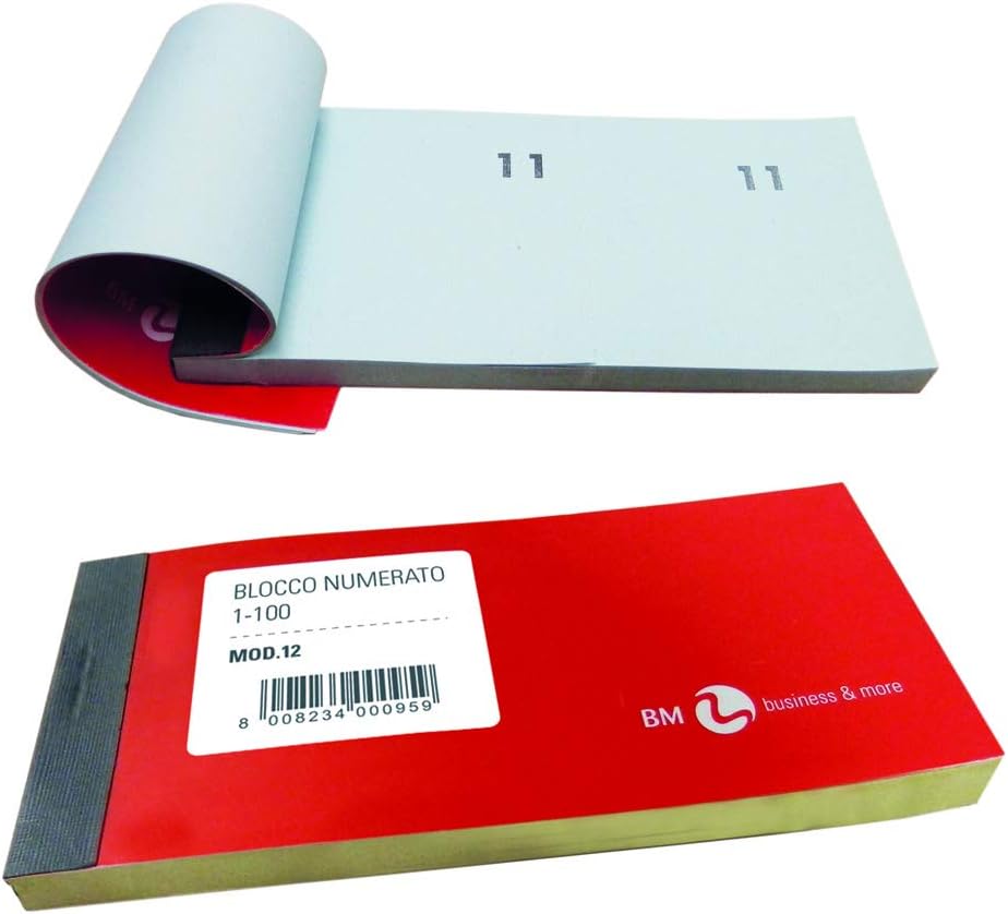 BM BeMore Mod 12/10, 0102188 - Numbered Pad from 1-100 - Size 13cm x 6cm - Pack of 10 Coloured Pads - Events, Parties, Fairs, Sweepstakes and Draws
