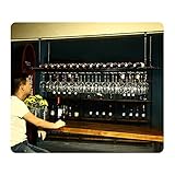 MATERIAL DE ACERO AL CARBONO: El Soporte para Copa de Vino Colgante colgante está hecho de acero al carbono, fuerte y atractivo, fuerte capacidad de carga, estructura estable y duradera, no es fácil de deformar después de hornear a alta temperatura, agregando un toque de elegancia a la decoración de su cocina o bar, muy adecuado para exhibir tu copa