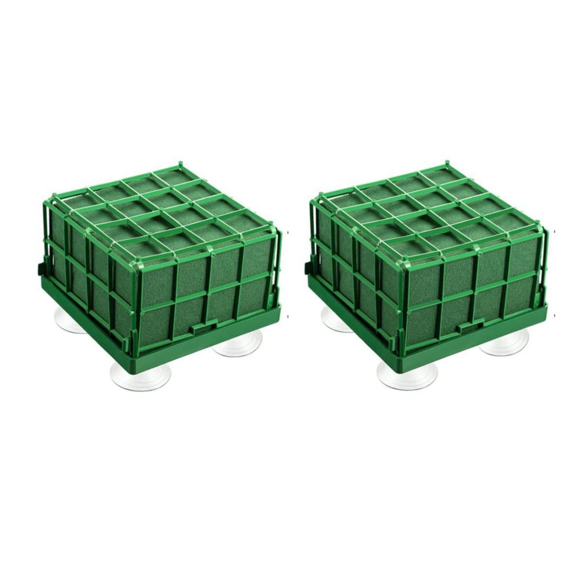 CTRLZS 2 Pcs Square Flower Foam Cage Flower Stand with Floral Foam&Suction Cup,for Wedding Table Centerpiece Floral Arrangement