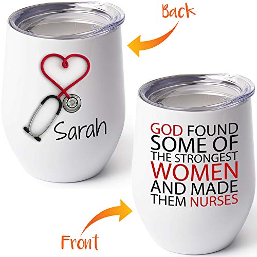 Personalized Stethoscope Wine Tumbler - God Found Strongest Nurse - Nurses and Doctors