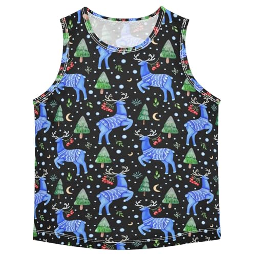 Reindeer Snow Black Boys Tank Tops Toddler Boys' Assorted Sleeveless Tank Tops for 3-15 Years,3T