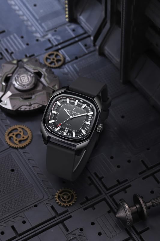 Image of Daniel Hechter Paris Marie Collection Analog Watch for Men with Square Dial, Date Display, Quartz Movement & Silicone Strap