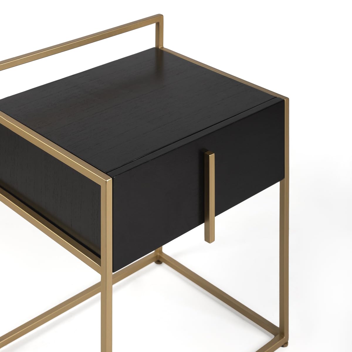 MESITA DE NOCHE 50X40X60 MADERA NEGRO/METAL DORADO