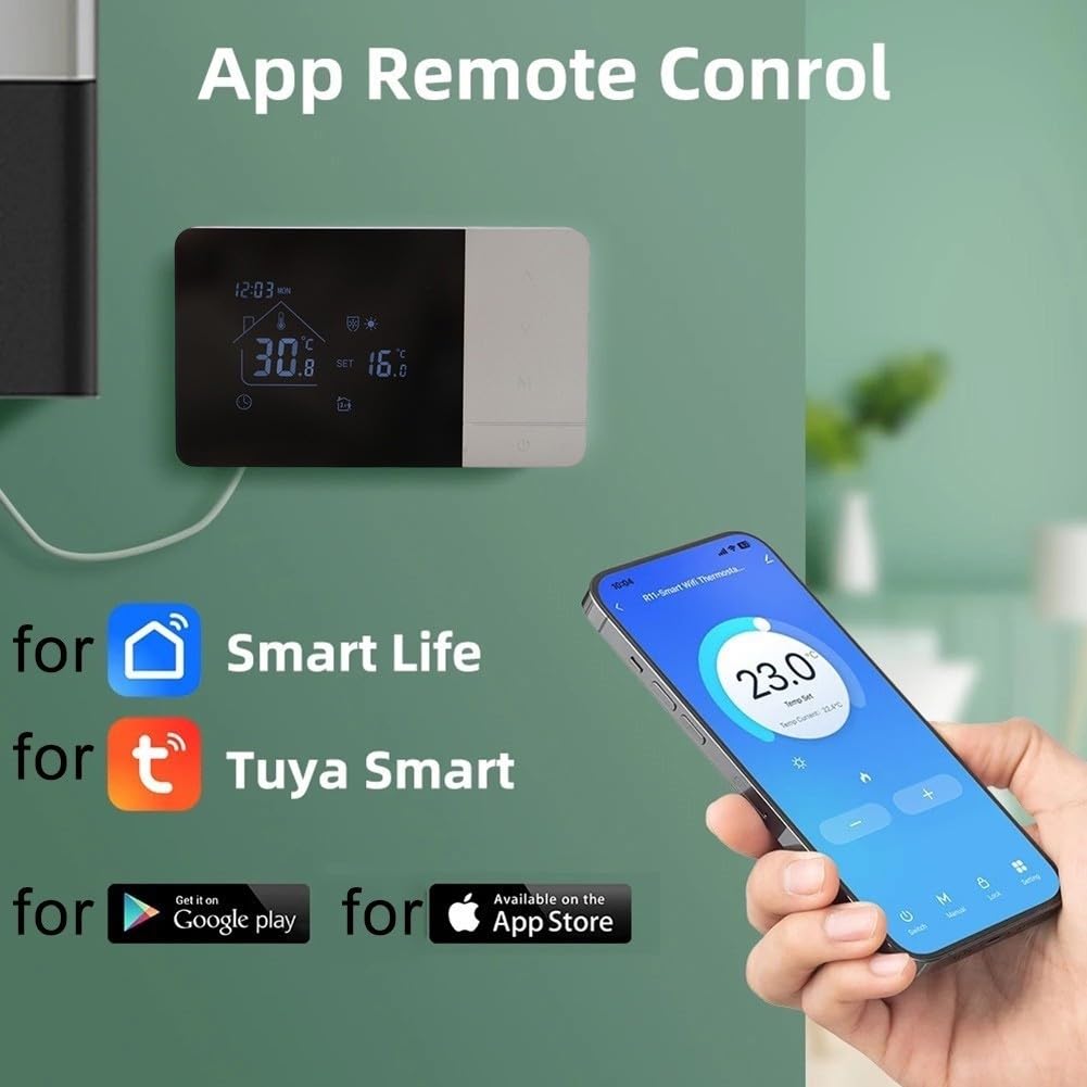 Termostato Smart Wi-Fi per caldaia con app Tuya, programmabile | Termostato di riscaldamento intelligente Wi-Fi per scaldabagno a gas con controllo tramite app e per Alexa