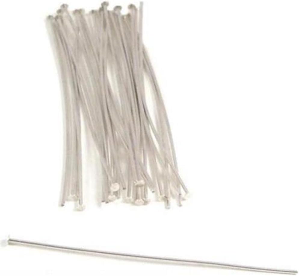 25 Head Pins Sterling Silver Bead Hat 21 Gauge 2"