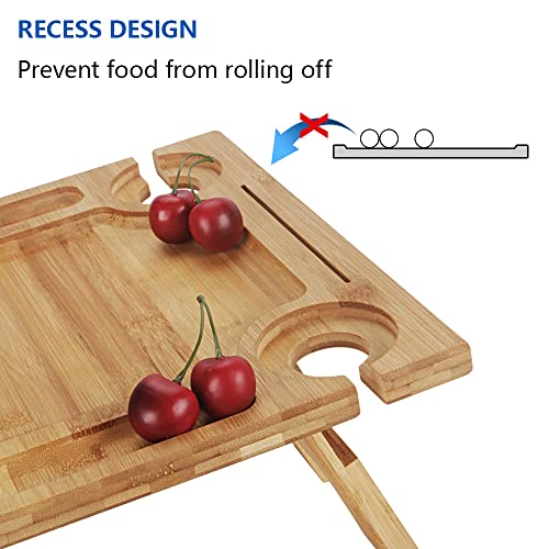 Livoccur Portable Wine Picnic Table, Folding Bamboo Snack Table With Wine Bottle And Glass Holder For Camping, Beach, Park, Ideal Wine Lover Gift #TOP2