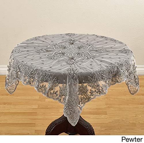 Lifestyle NTB01 Beaded Topper Pewter 40 Inch Square, SIL Per 1 Piece