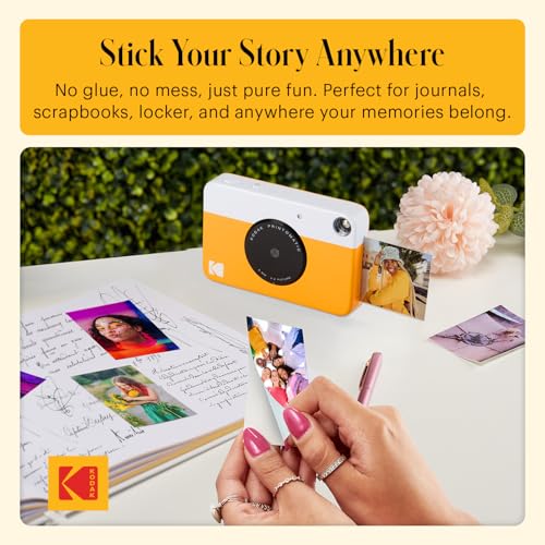 Image of KODAK Printomatic Full-Color Instant Print Digital Camera, Zink 2x3 inch (5.1x7.5 cm) Sticky-Back Photo Paper, 5MP, Portable, Creative Fun Gift for Birthday, Christmas, Holiday, Yellow