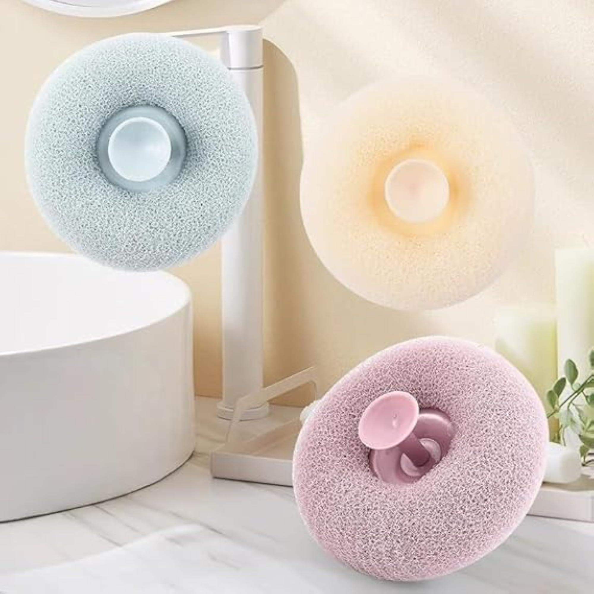 Round Loofah Scrubbing Brush, Pack of 2 for Gentle Exfoliation
