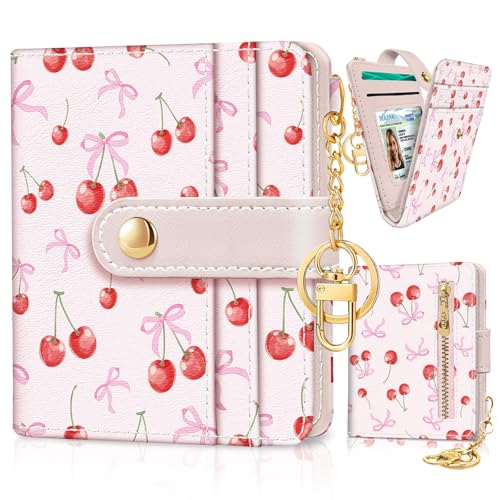 Image of Jogjam Cute Coquette Aesthetic Bow Rfid Women Wallet, Small Slim Thin Compact Travel Credit Card Wallet, PU Leather Bifold Cash Wallet, Zipper Coin Pocket ID Window, Female Ladies Gifts