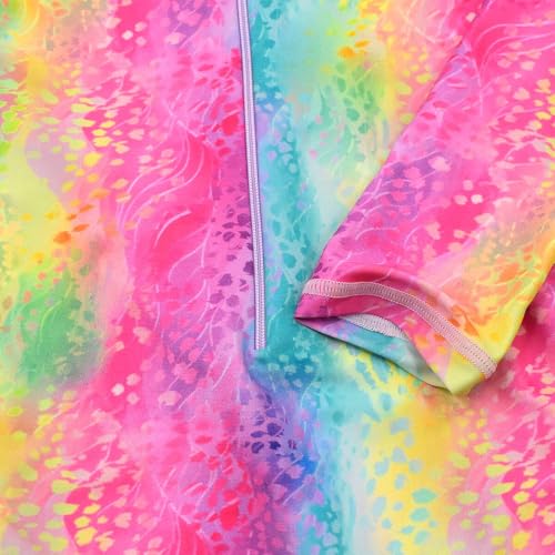 Image of Girls Swimsuits One Pieces Long Sleeve Swimwear UPF50+ Toddler Kids Zipper Sun Protection Bathing Suits Sizes 2-12