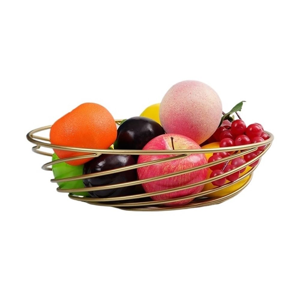 FZL02068LM Fruit Bowl Metal Fruit Bowl, Openwork Basket for Snack Vegetable Towels Versatile(White)