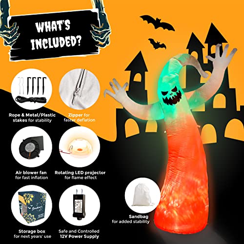 Bonadecor Halloween Inflatables Ghost - 8Ft Self-Inflating Halloween Blow Up Yard Decorations - Ghost For Halloween Inflatables Outdoor Decoration - Giant Halloween Inflatable Clearance For Outdoor #TOP3