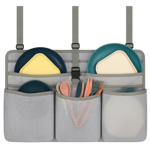 Collapsible Dish Drying Rack, RV Dish Rack, Camping Kitchen Organizer, Gray