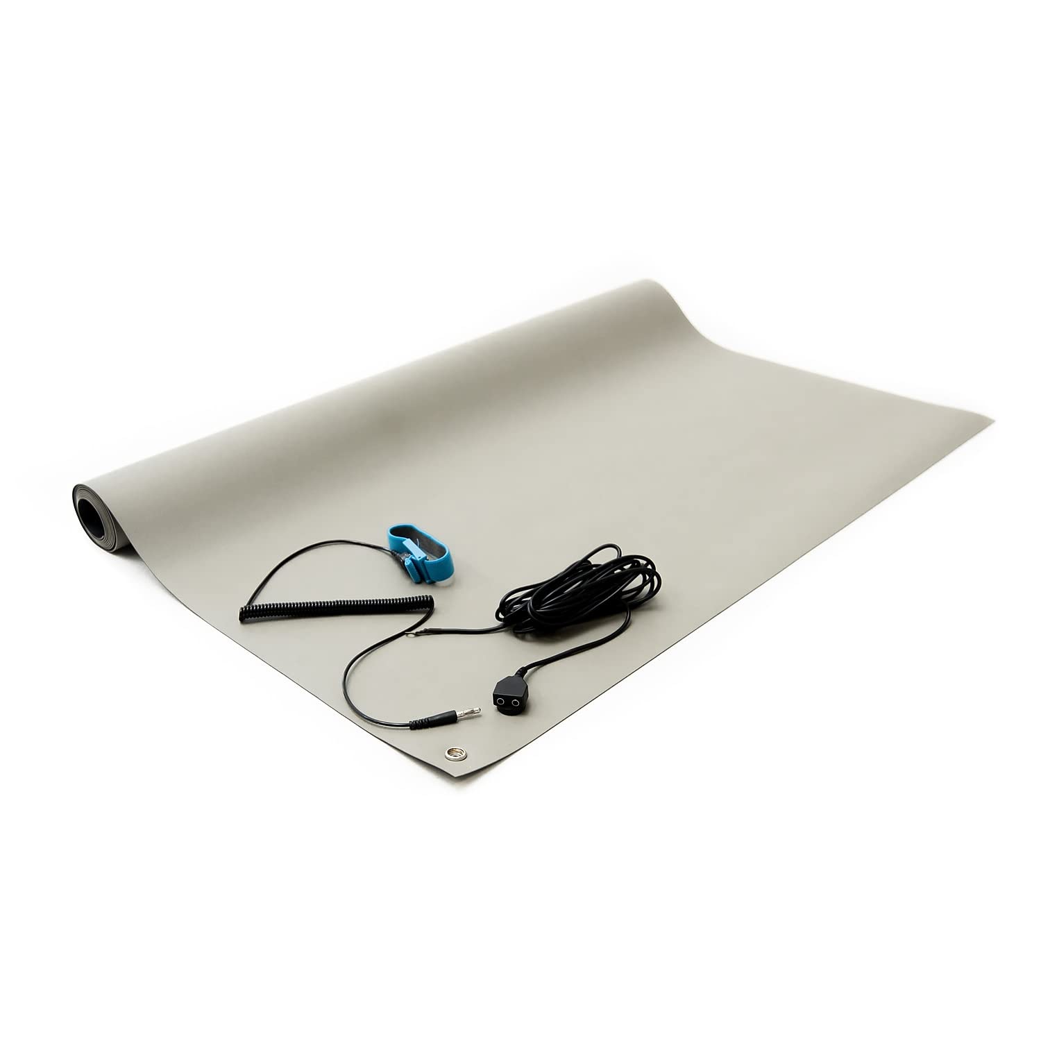 Bertech - 2059USA-2x4GKT ESD Soldering Mat Kit (Made in USA), 2 Feet Wide x 4 Feet Long x 0.06 Inches Thick, Gray, Includes a Wrist Strap and Grounding Cord, RoHS and REACH Compliant