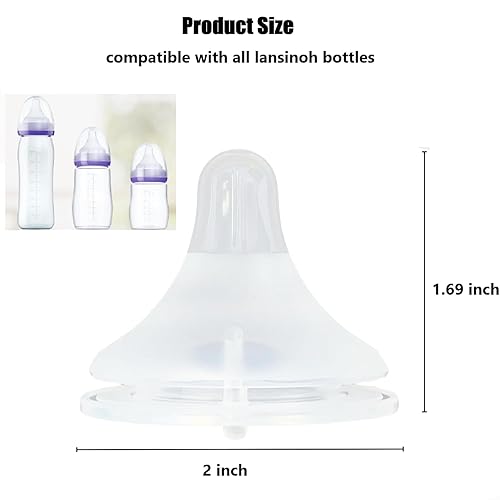 Miniatura 3 de Paquete de 4 pezones de silicona para biberones compatibles con biberones Lansinoh, sin BPA, anticólicos y a prueba de fugas, tamaño M (más de 3