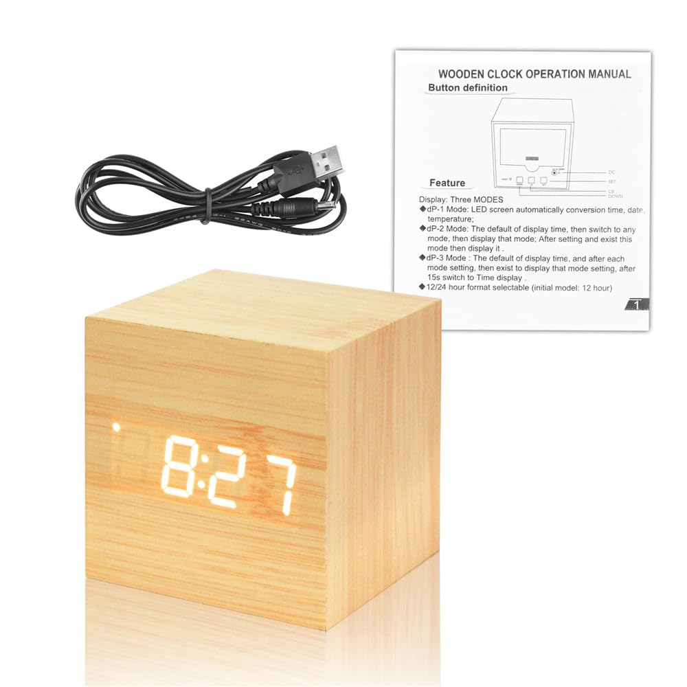MINKUROW Sveglia Analogica In Legno Funzionamento A Batteria Senza