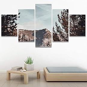 SIGNWIN 5 Panel Canvas Wall Art Dramatic Forest...