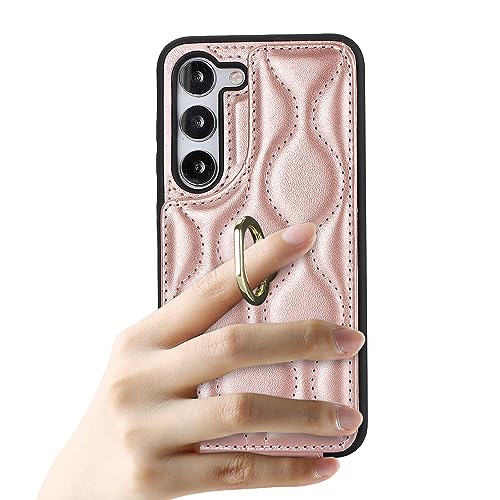 Image of for Samsung Galaxy S23 5G Case with Card Holder, Kickstand, RFID Blocking, PU Leather Phone Case 6.4 inch (Rose Gold)