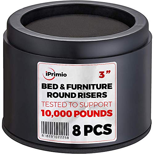 iPrimio Bed and Furniture Risers – 8 Pack Round Elevator up to 3”