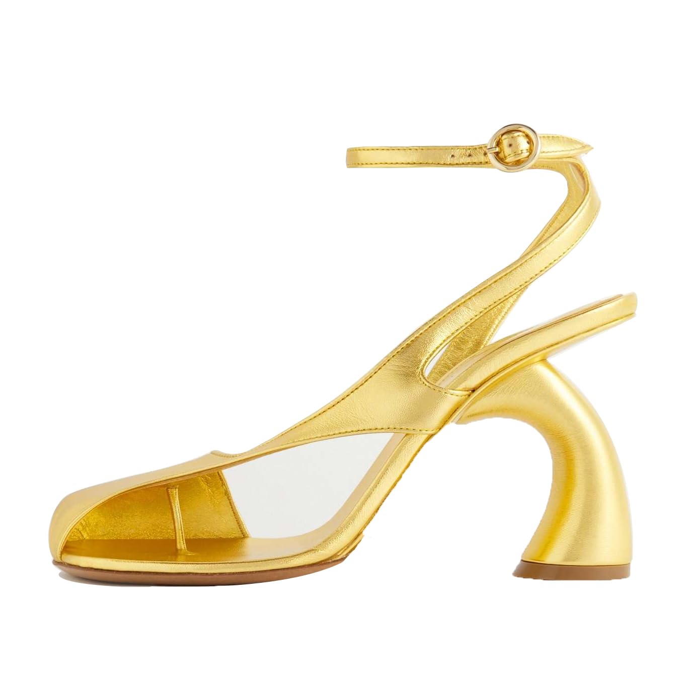 Vertundy Women's Flip Flop Heels High Heeled Sandals Leather Chunky Square Toe Adjustable Ankle Strap Buckle Thong Heeled Sandals